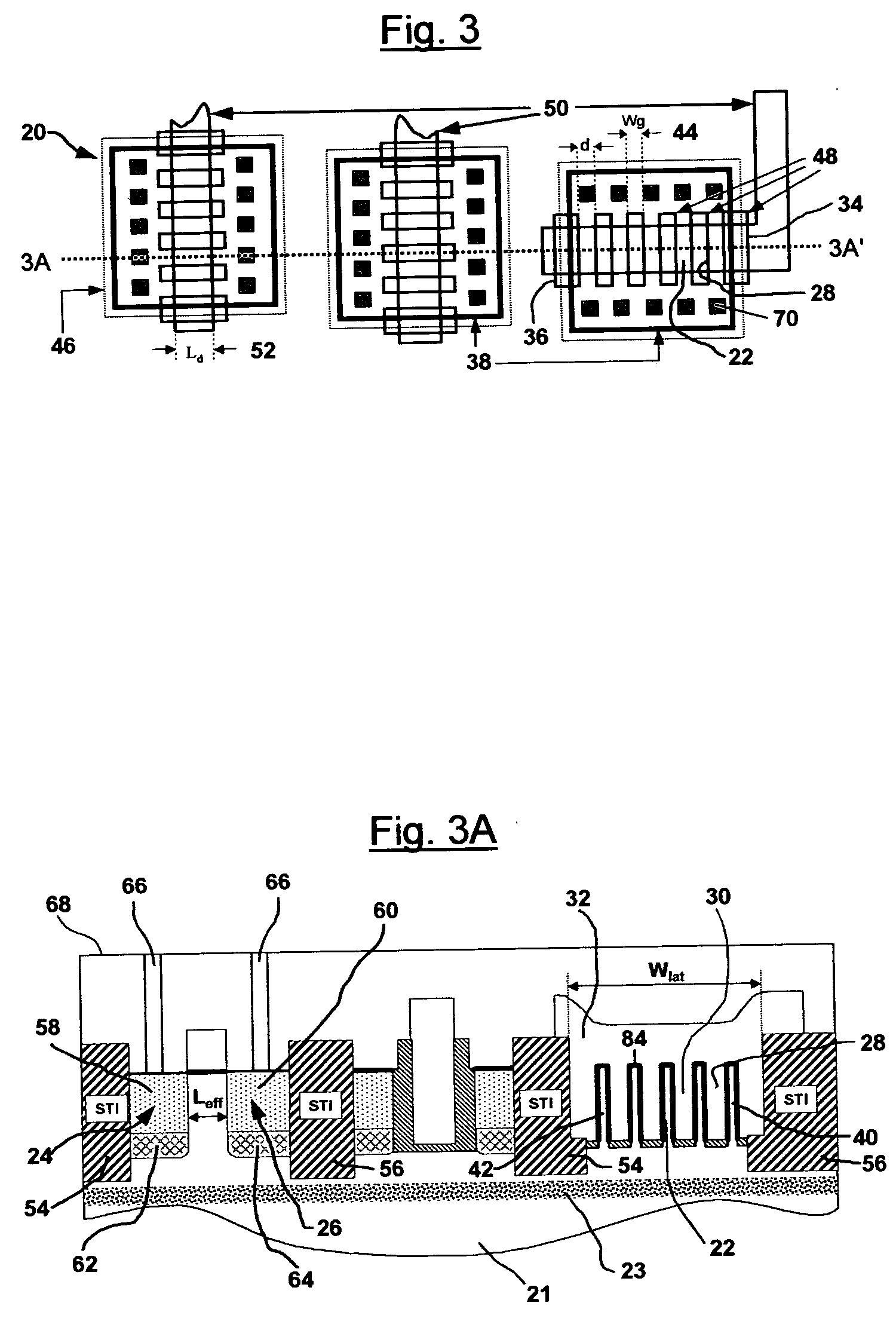 Fully-depleted castellated gate MOSFET device and method of manufacture thereof