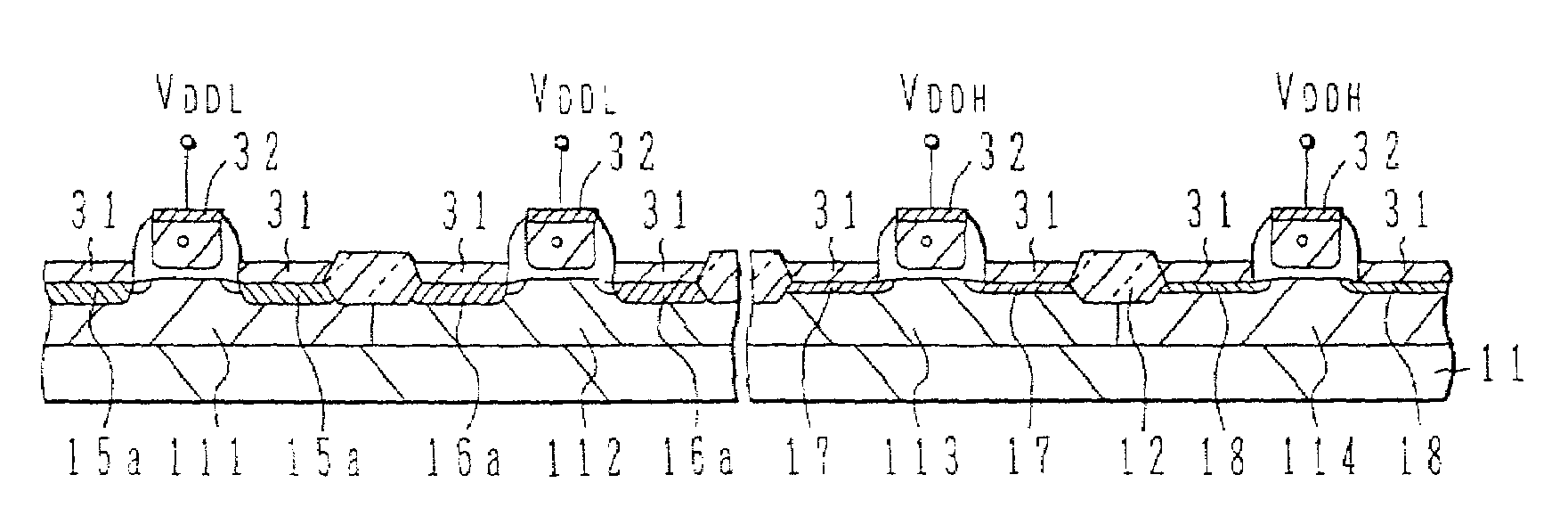 Multi-voltage level semiconductor device and its manufacture