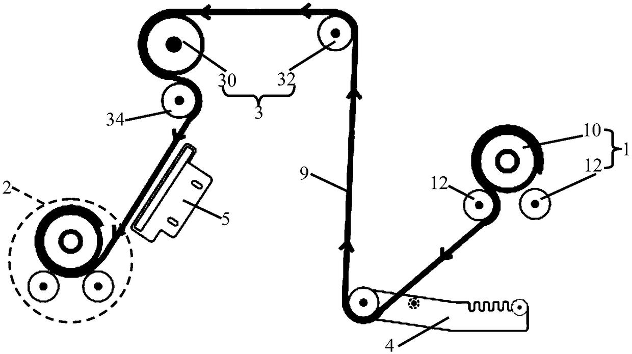 Tensioning feeding mechanism and ink jet printer