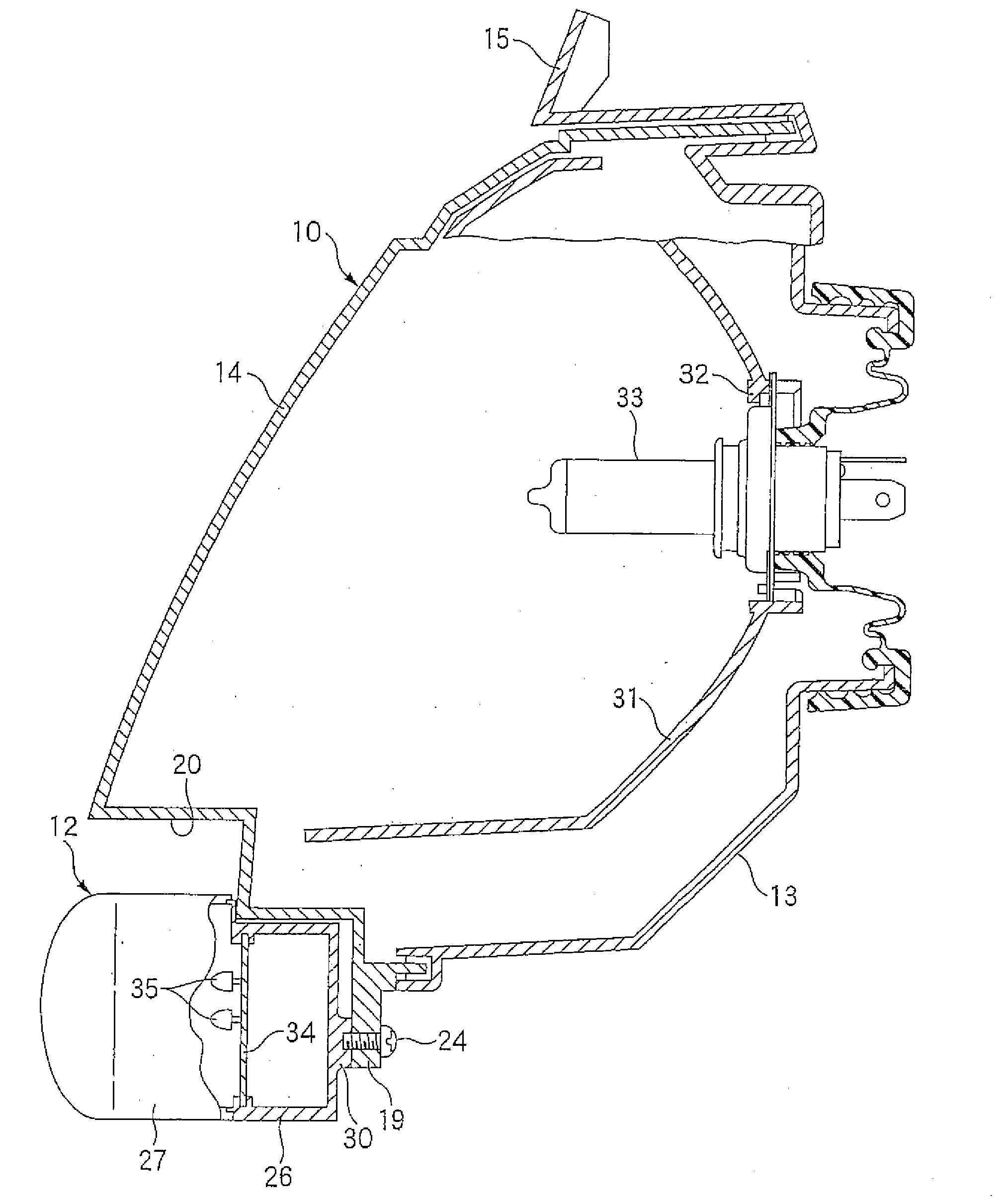 Motorcycle front lighting apparatus structure