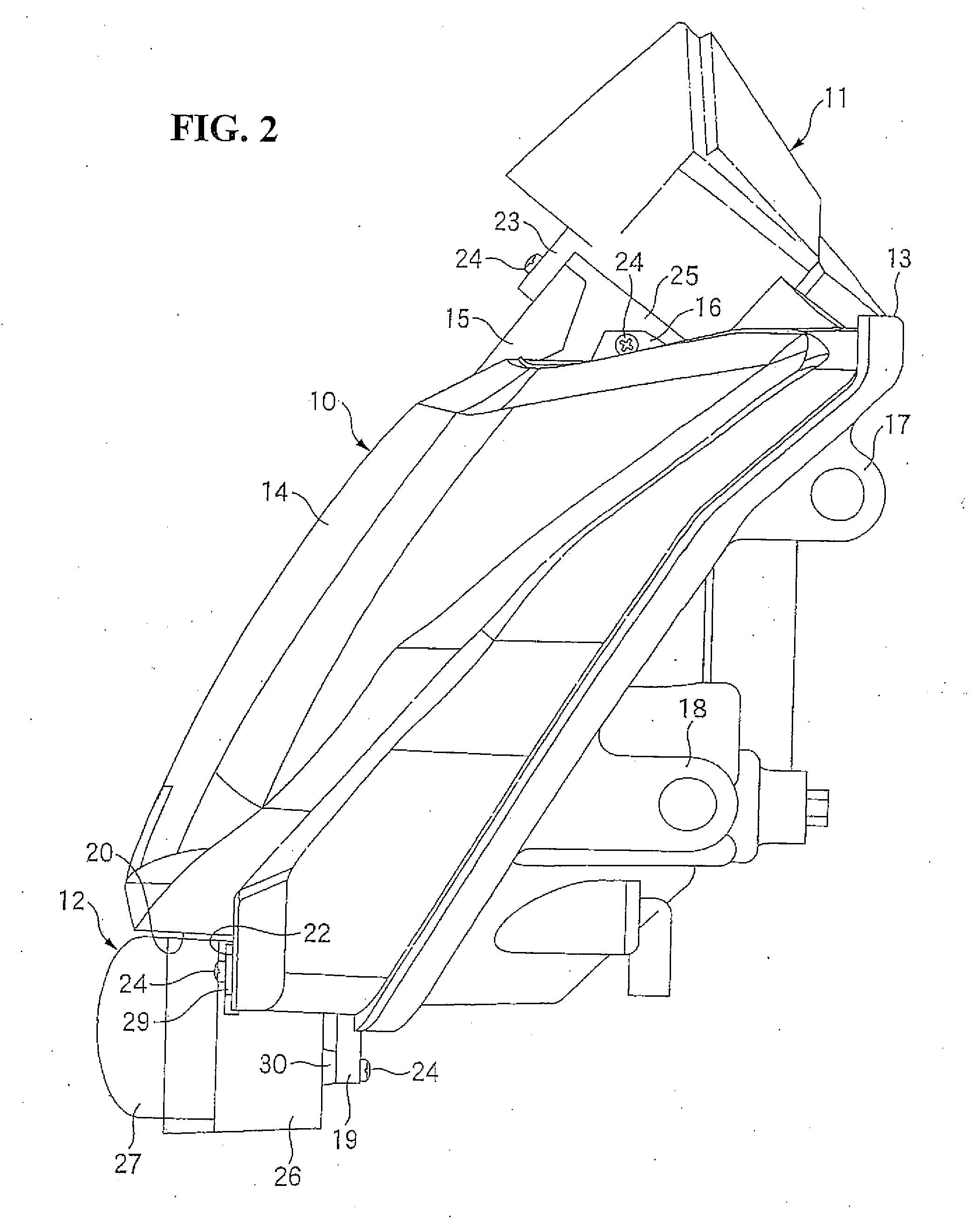 Motorcycle front lighting apparatus structure
