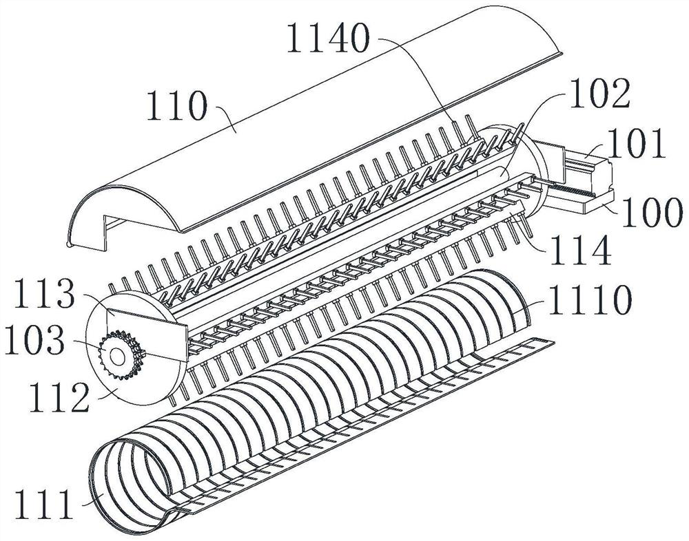 Straw gathering and bundling device used after crop harvesting