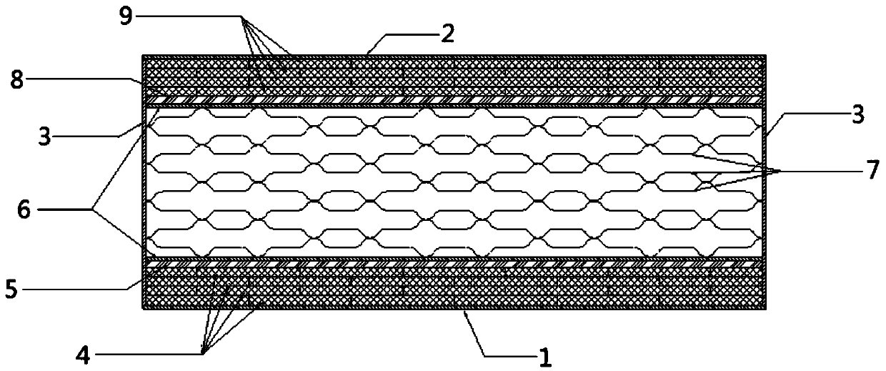 Composite metal heat-preservation layer filled with shielding materials at two sides