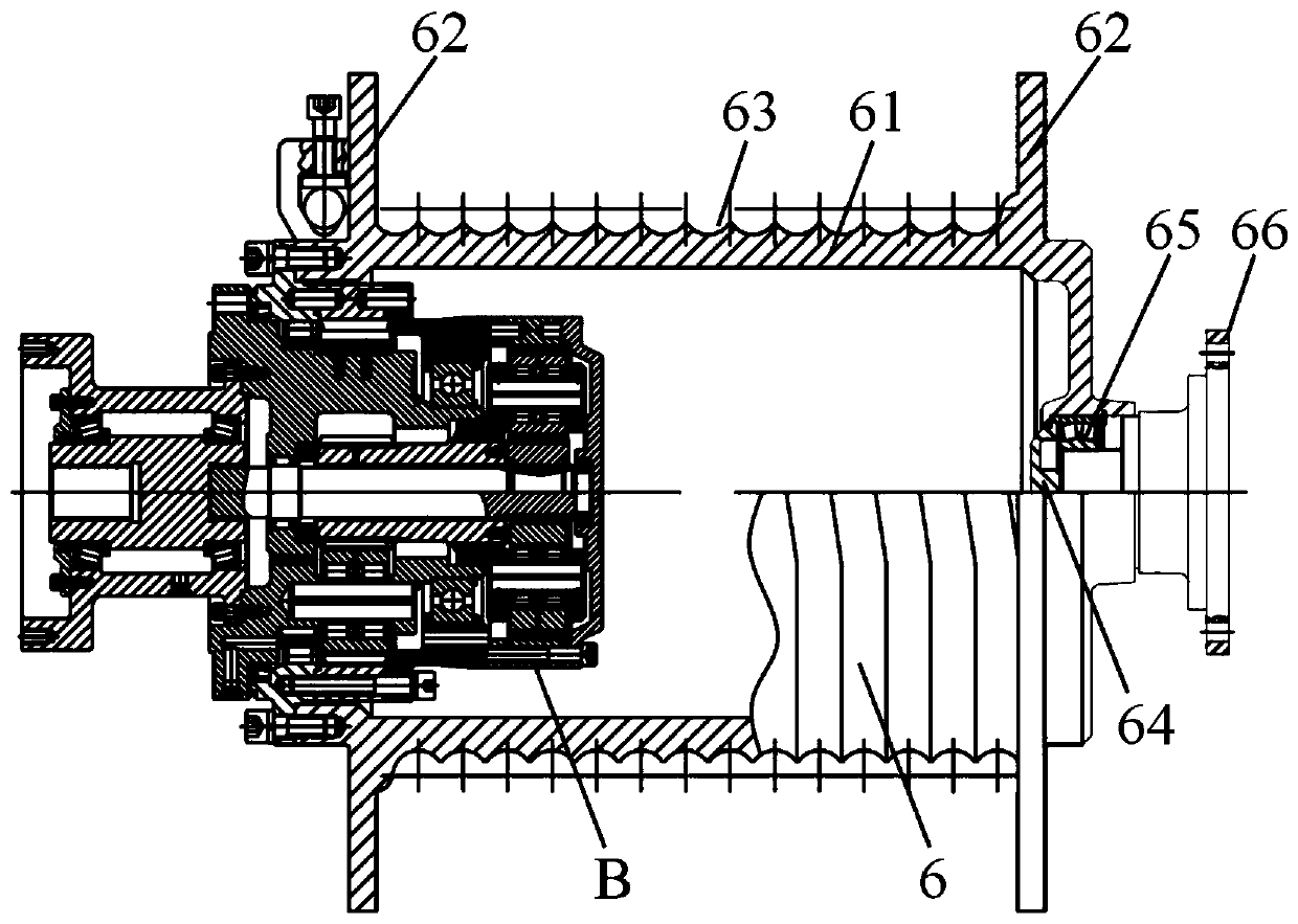 A planetary hoisting gearbox with a reel