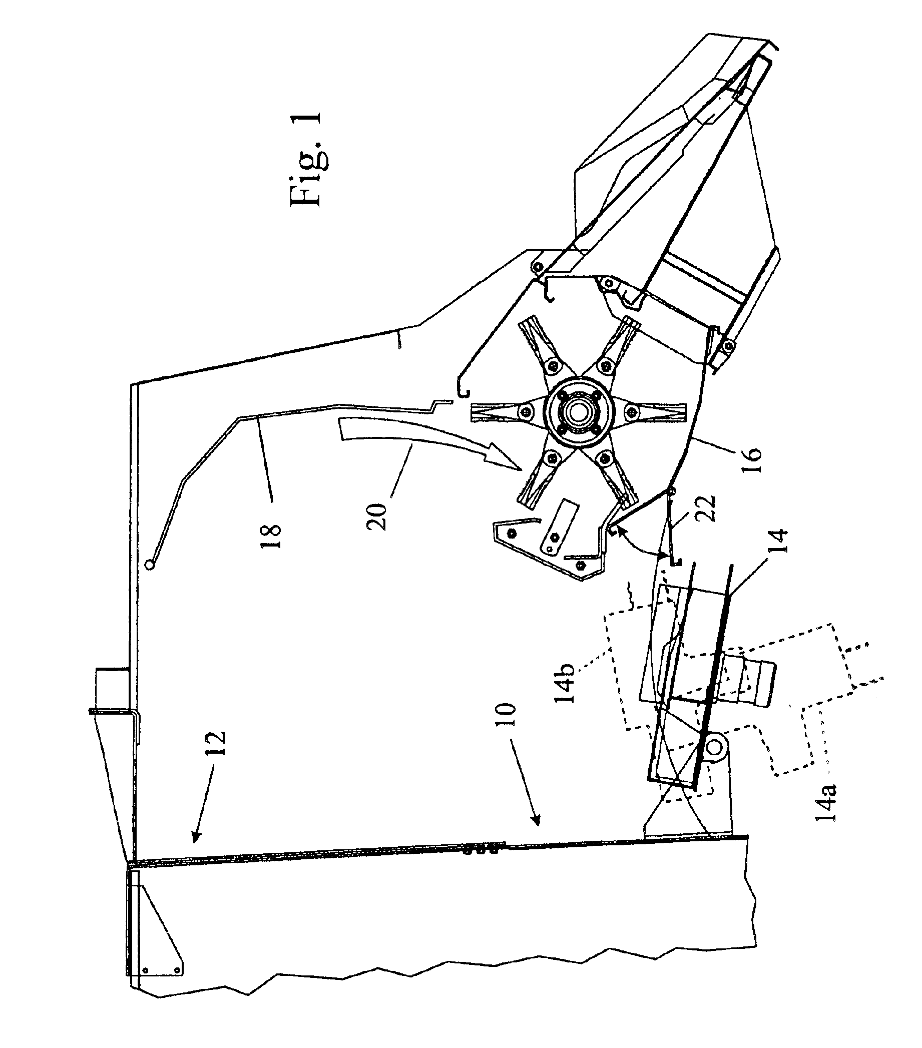 Combine harvester with pivoting deflector plate