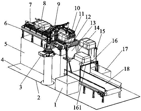 Automatic unpacking system for packaging bag, and bag unpacking release mechanism of same