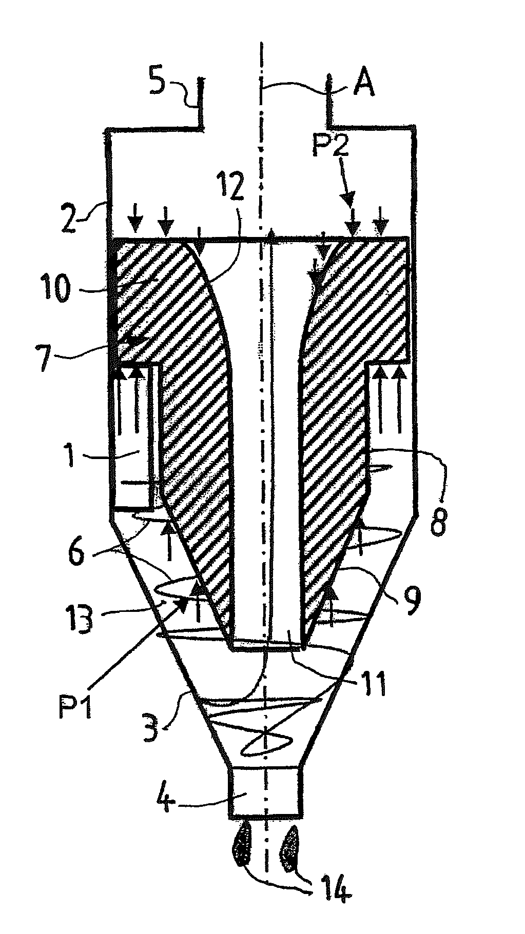 Cyclone separator device for gas-oil separation