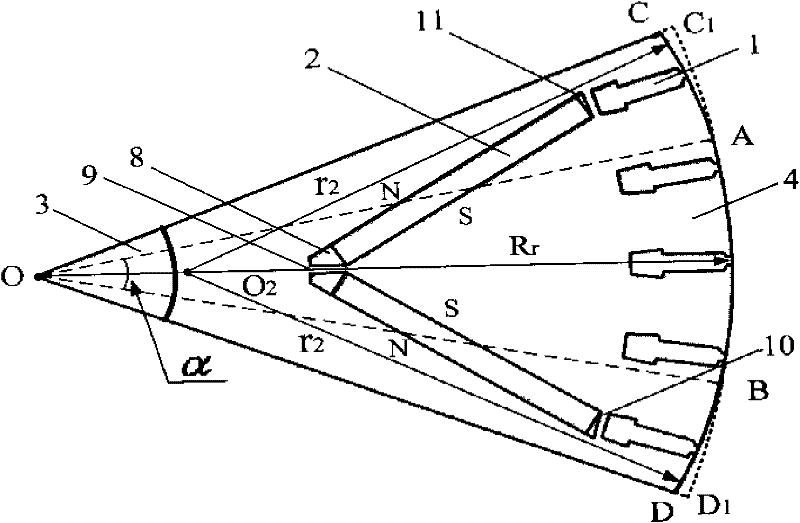 Self-starting permanent magnet motor with three-section-circular-arc magnetic pole structure