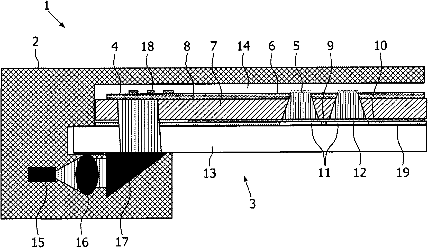 Biosensor with evanescent waveguide and integrated sensor