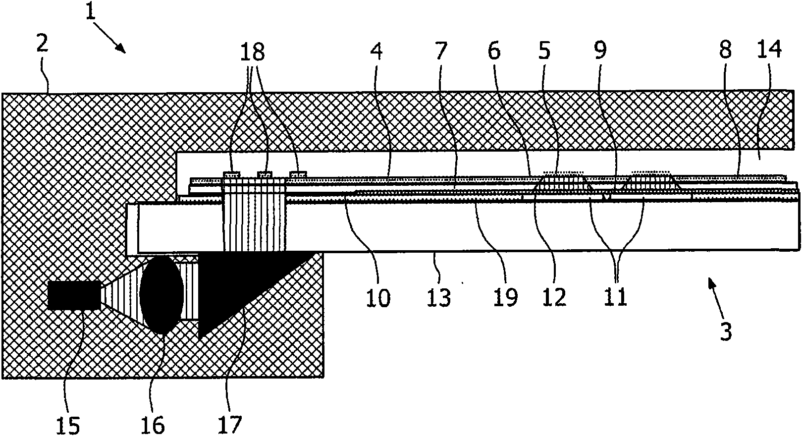 Biosensor with evanescent waveguide and integrated sensor