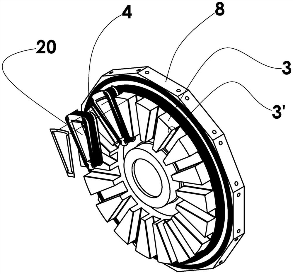 Electromagnetic motor or generator with two rotors, four stators and an integrated cooling system