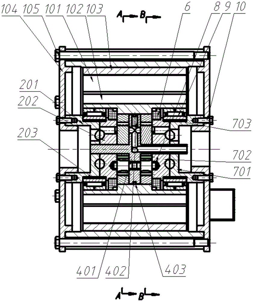 A double-connected three-gear internal meshing compound motor pump driven by a switched flux motor