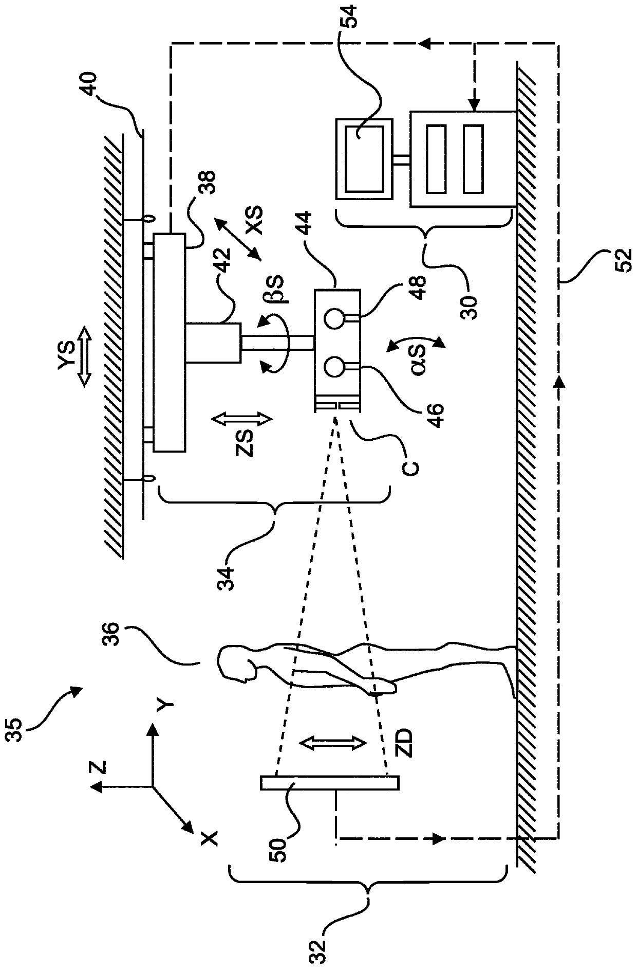 X-ray apparatus having a composite field of view