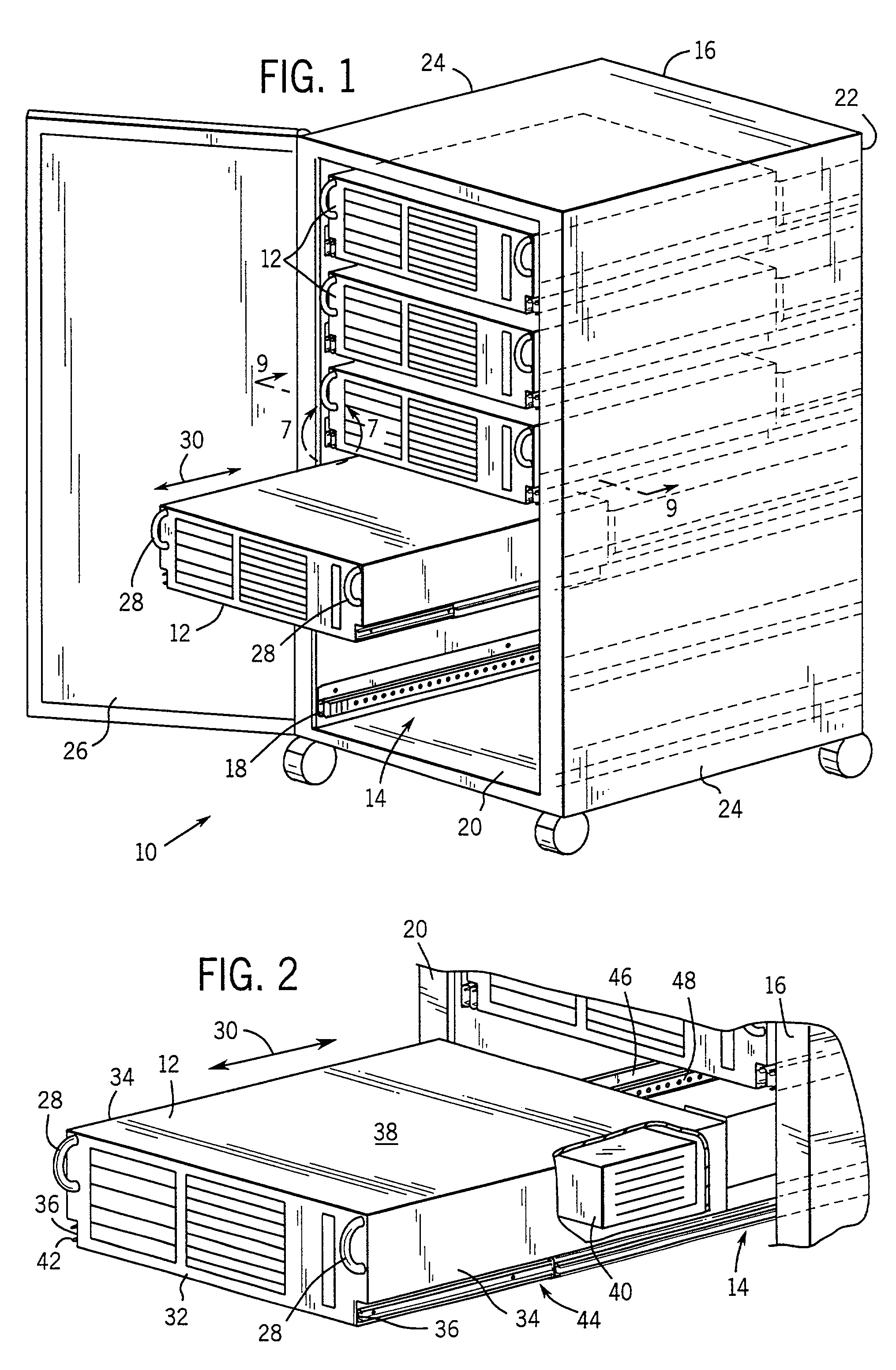 Computer component rack mounting arrangement