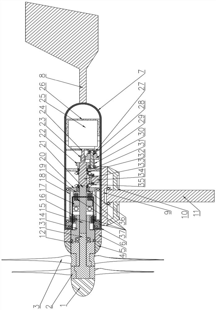 Contra-rotating paddle ocean current energy power generation device applying magnetic coupling