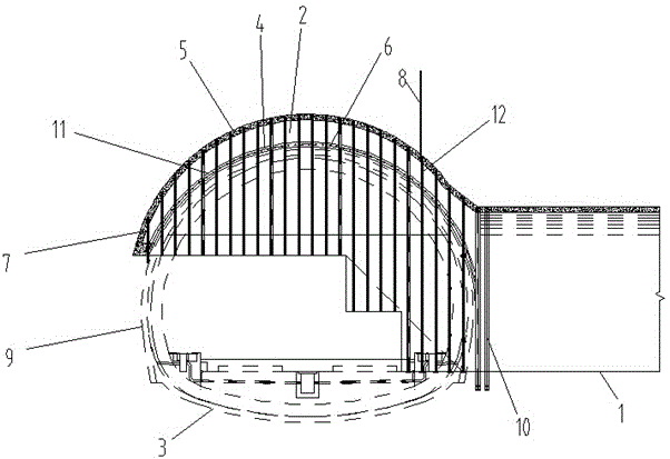 Doubly curved arch construction method for enabling inclined shaft of soft rock tunnel to enter main tunnel