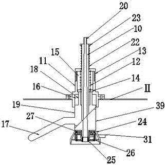 A manual water bottle connection device for a bottom-mounted water dispenser and the bottom-mounted water dispenser