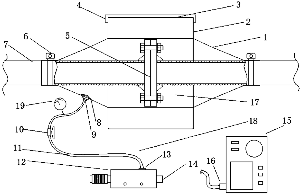 A gas leak detection device for a pipe flange