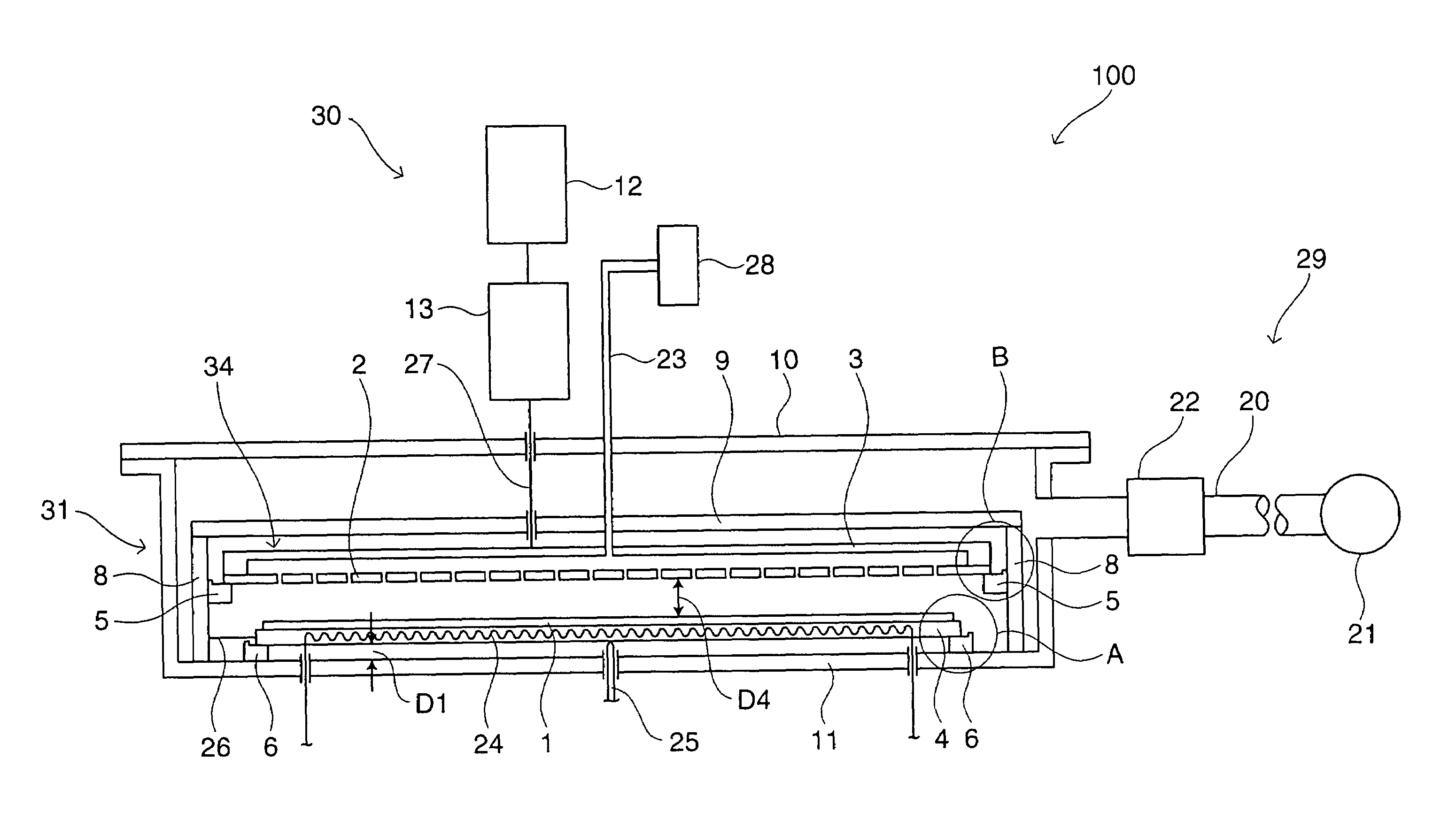Thin film formation apparatus including engagement members for support during thermal expansion