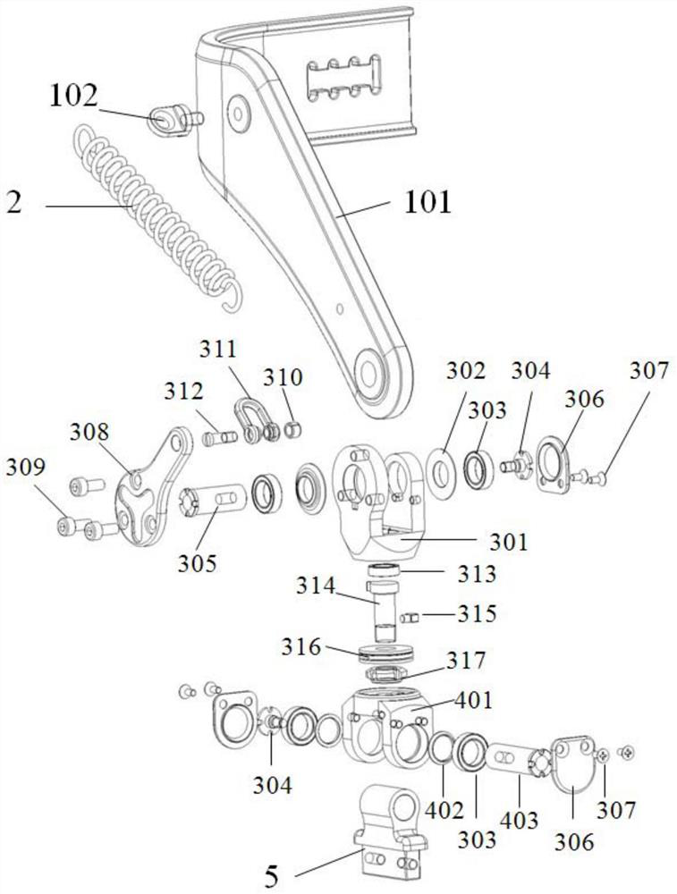 Three-degree-of-freedom passive energy storage and power assisting exoskeleton hip joint