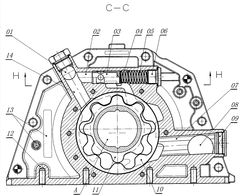 Circular inside-release oil pump