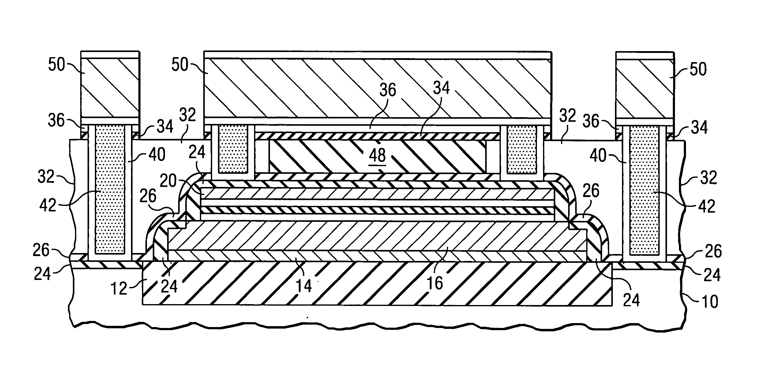 Integrated stacked capacitor and method of fabricating same