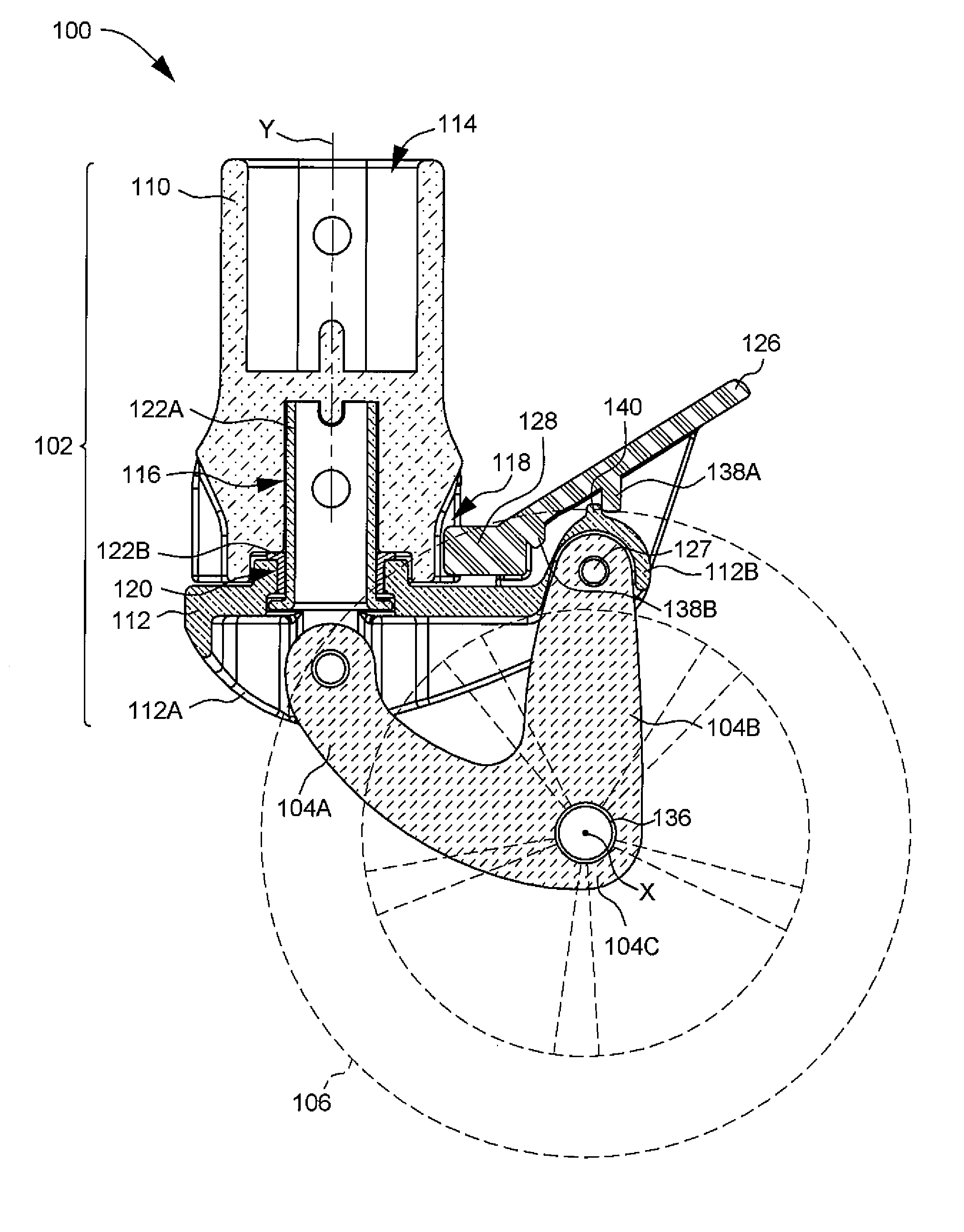 Wheel assembly for an infant carrier apparatus