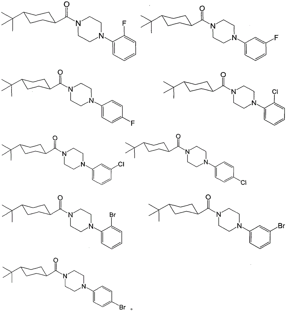 Halogenated phenyl-containing trans-cyclohexane amides and uses