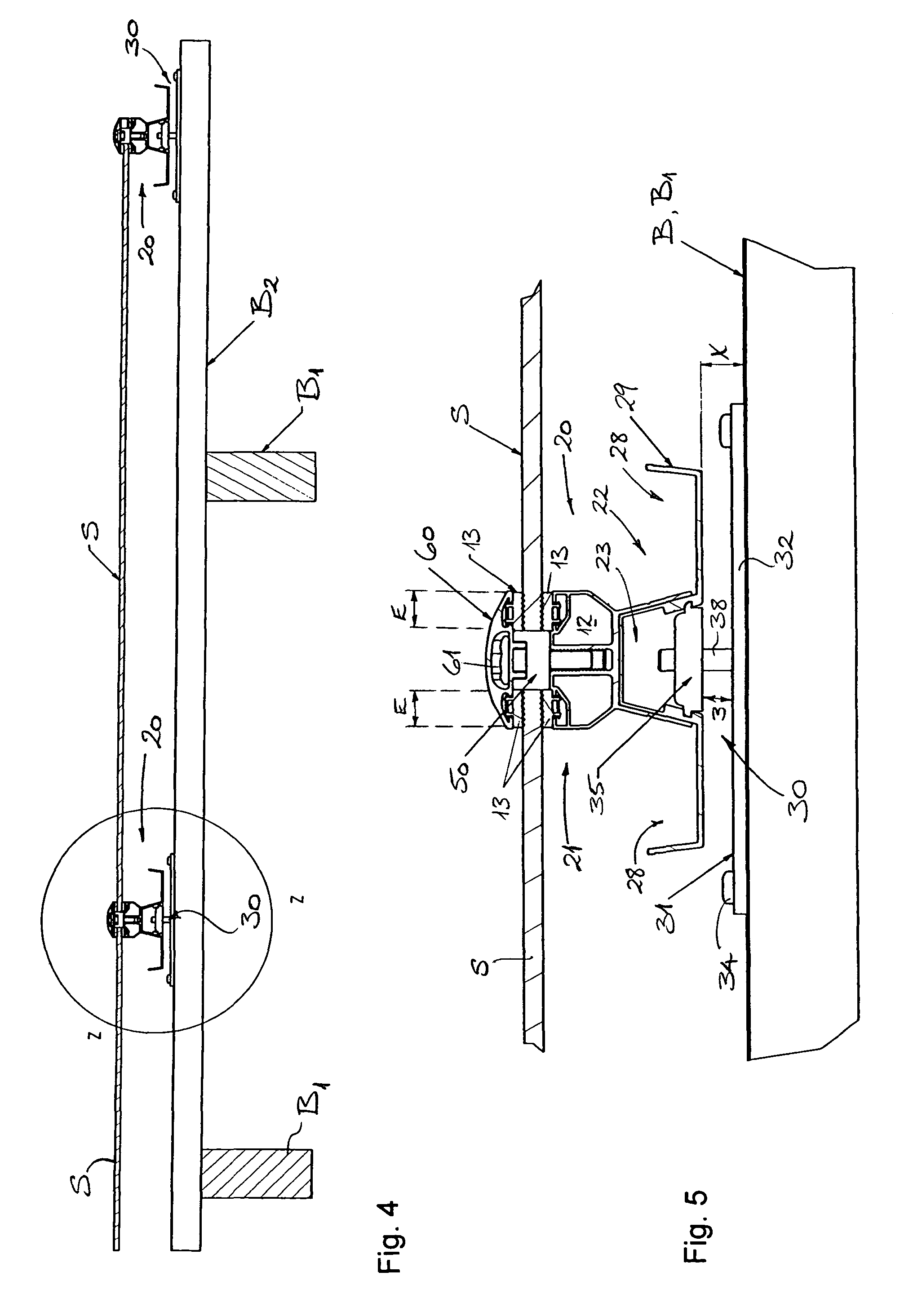 Mounting system for solar panels, and mounting rail and anchoring device therefor