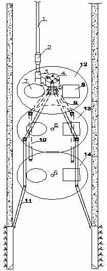 Vertical shaft cement discharging system with secondary stirring device