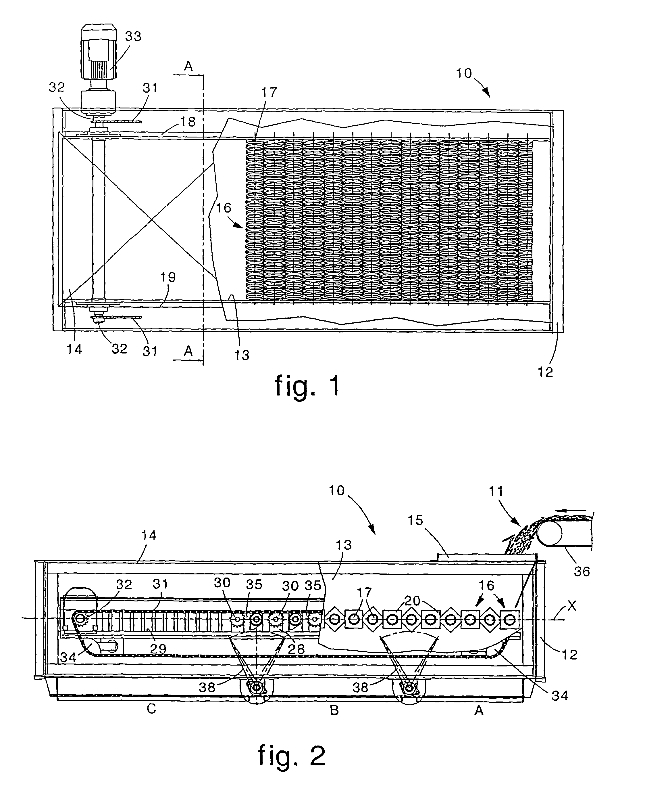 Apparatus and method to separate elements or materials of different sizes