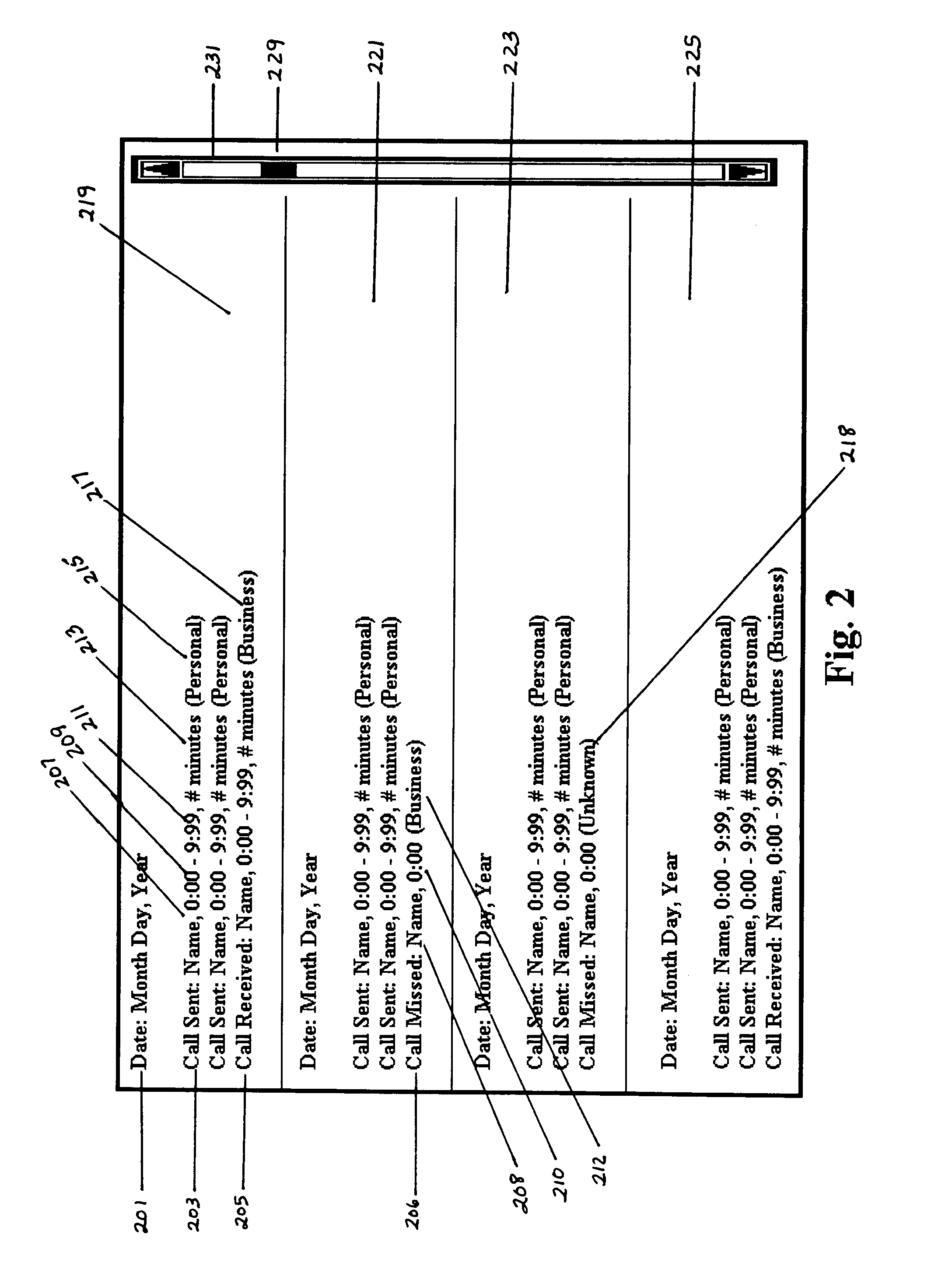 Apparatus and method for recording incoming call information