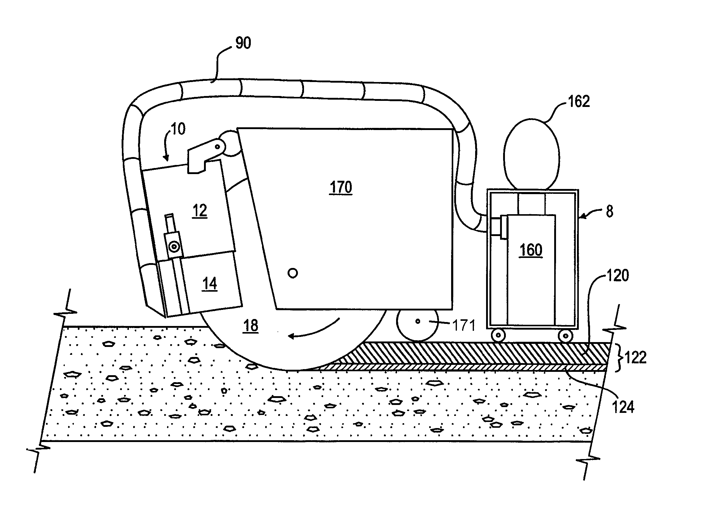 Slab saw with dust collector and method of dry-cutting pavement