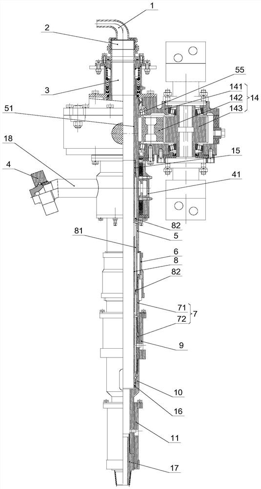 Drilling rod power header device, circulation device and rig