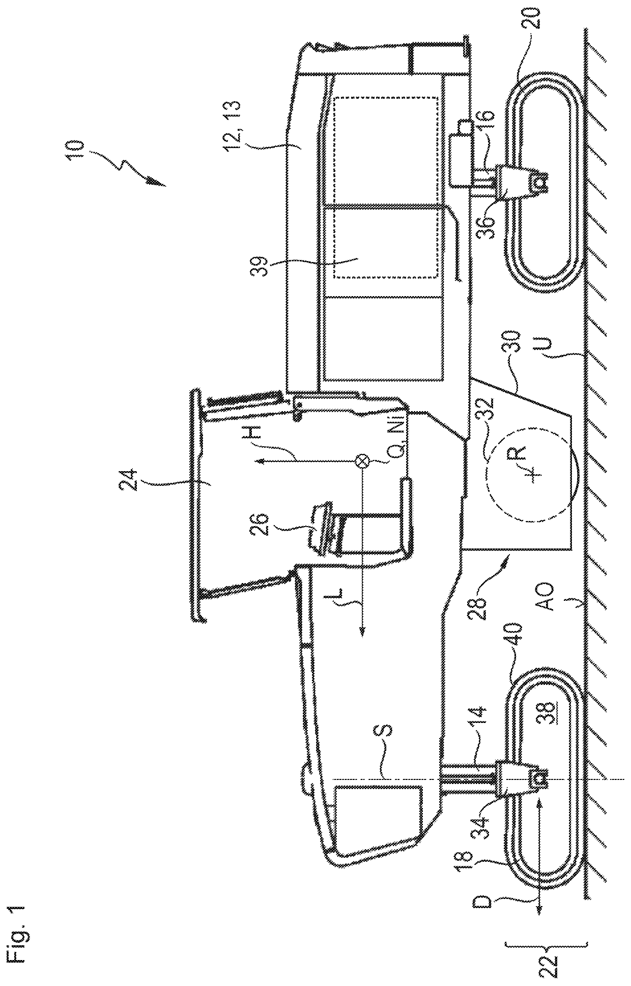 Earth working machine whose working apparatus is displaceable out of its operating position using an onboard actuator