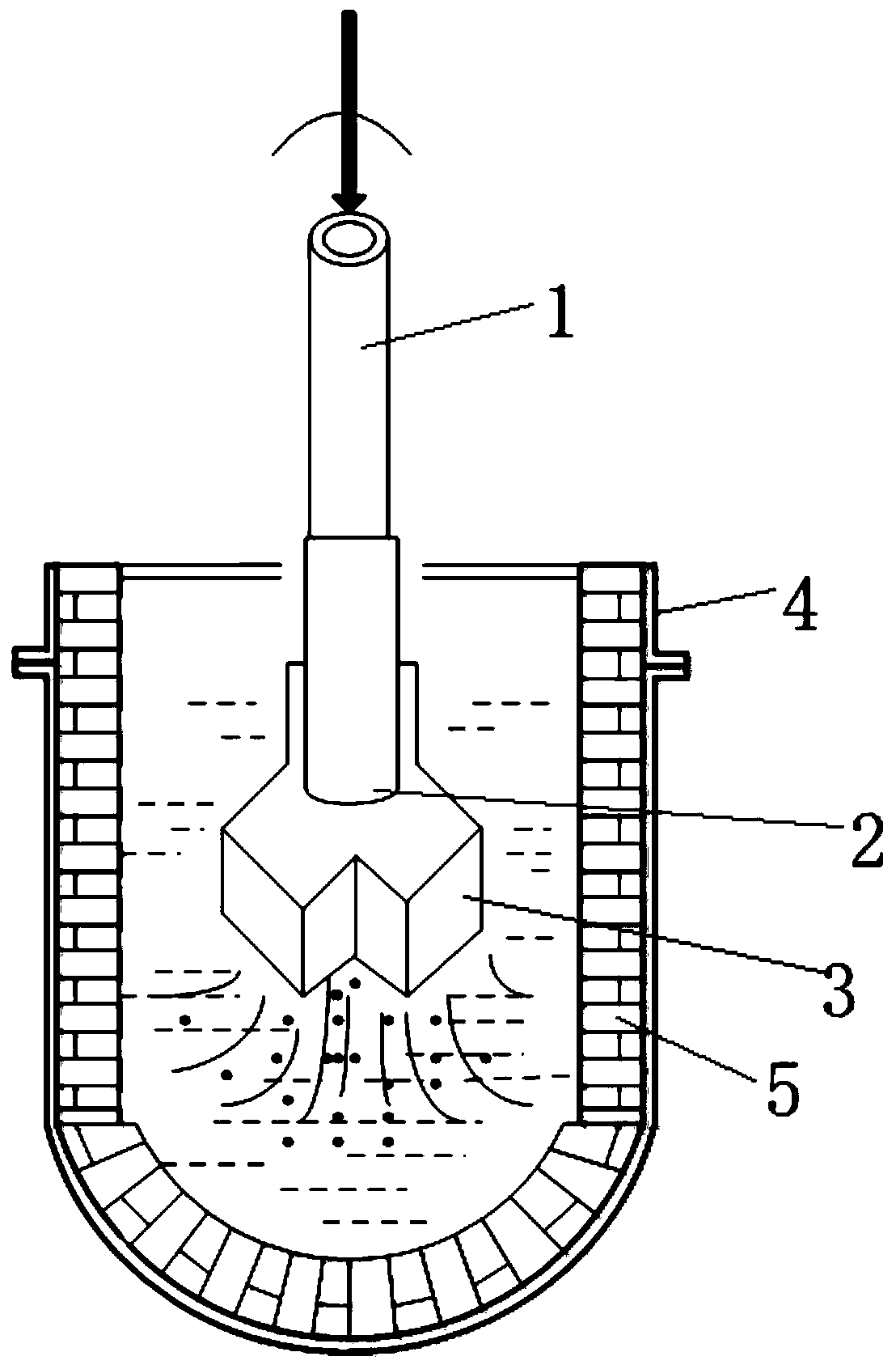 Device and method for desulfurization of molten iron by composite blowing and stirring