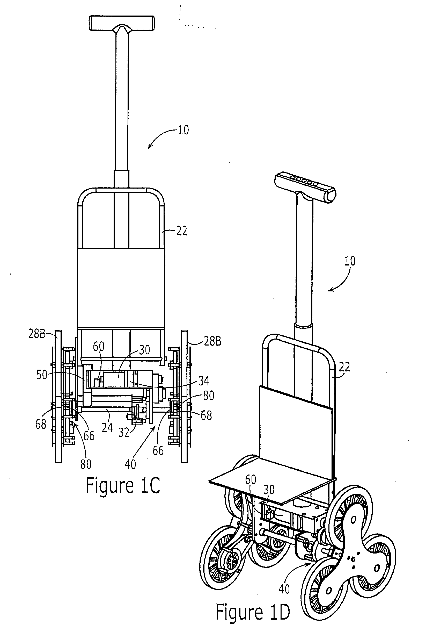 Mechanical Tri-Wheel Retention Assembly for Stair-Climbing Wheeled Vehicle