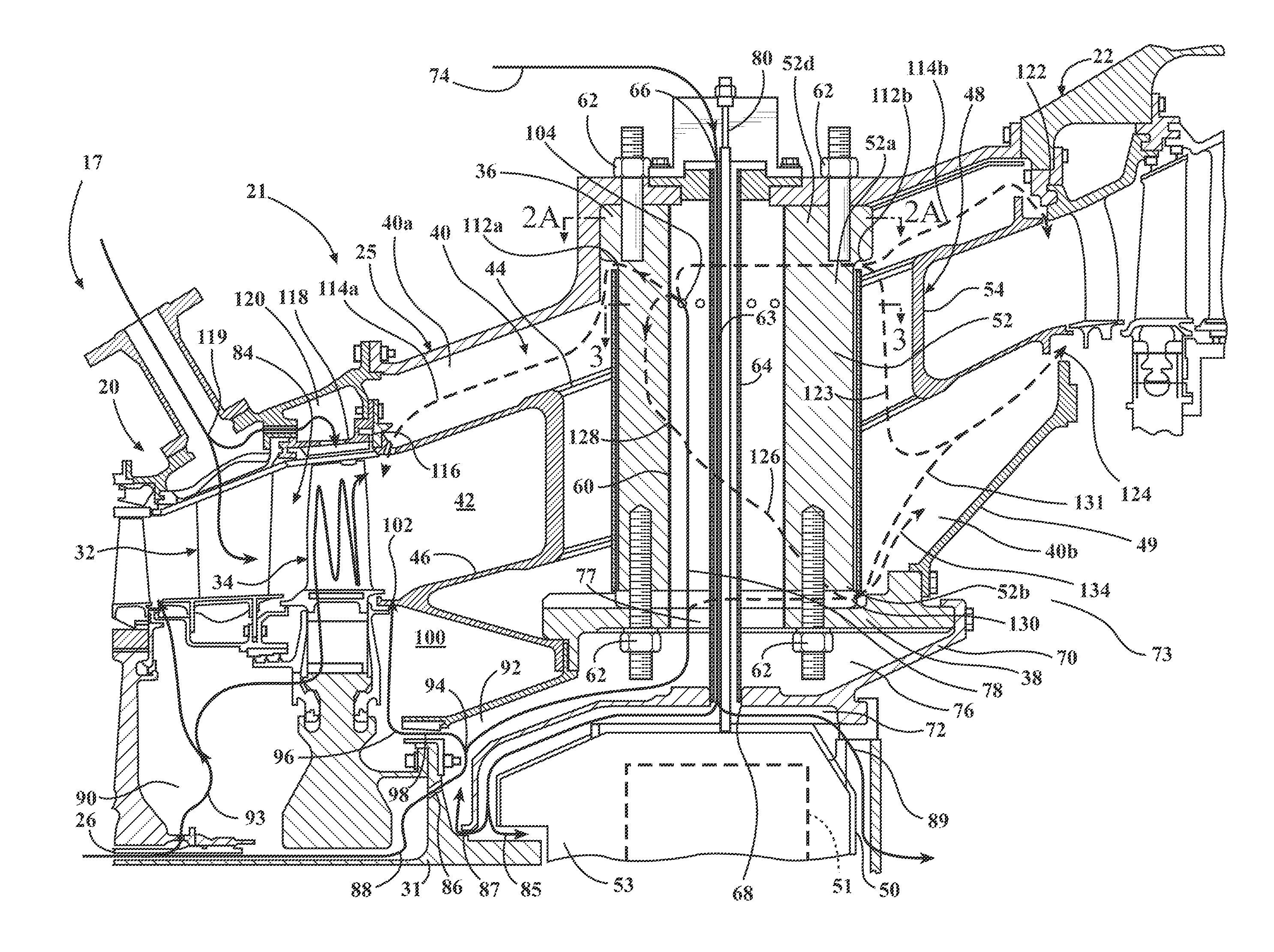 Purge and cooling air for an exhaust section of a gas turbine assembly