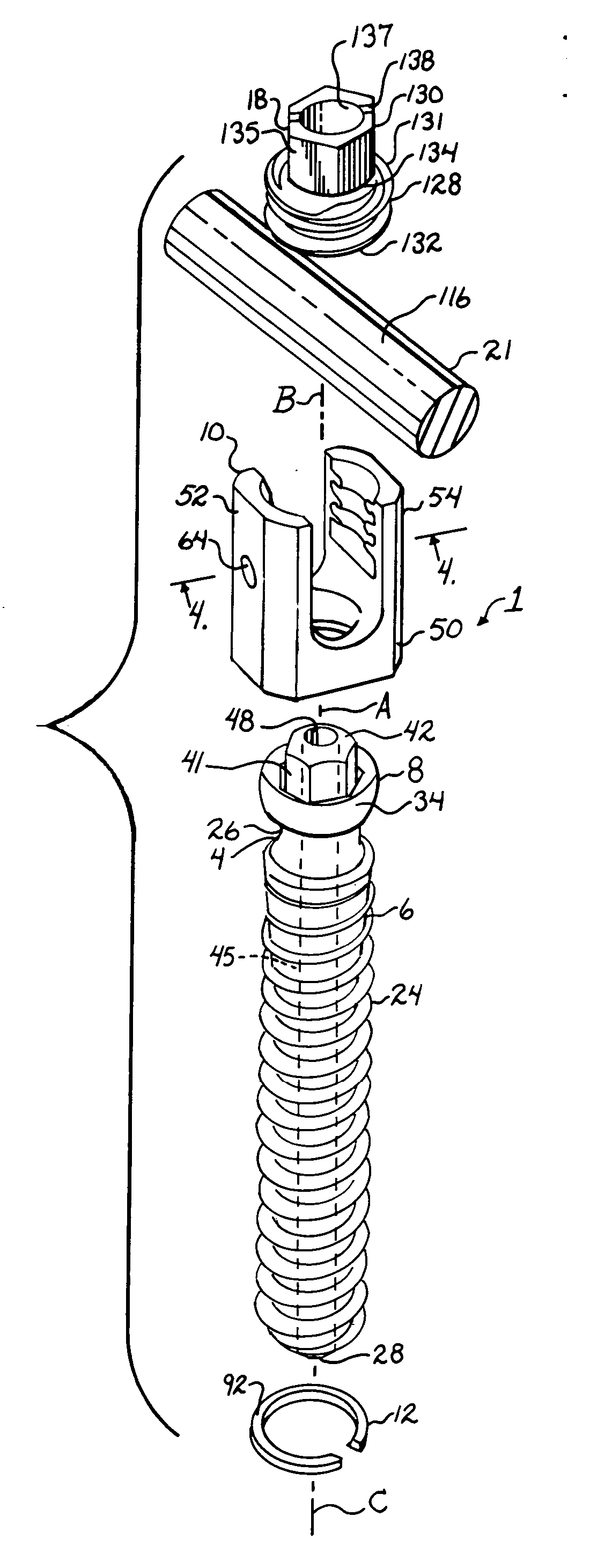 Polyaxial bone screw assembly with fixed retaining structure
