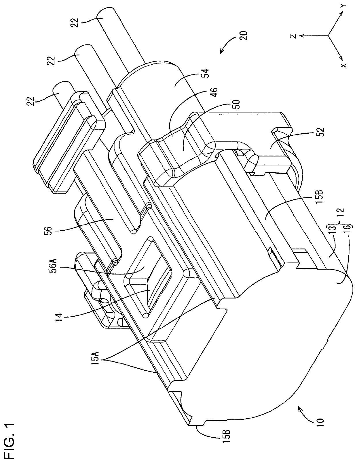 Connector with reinforcing rib