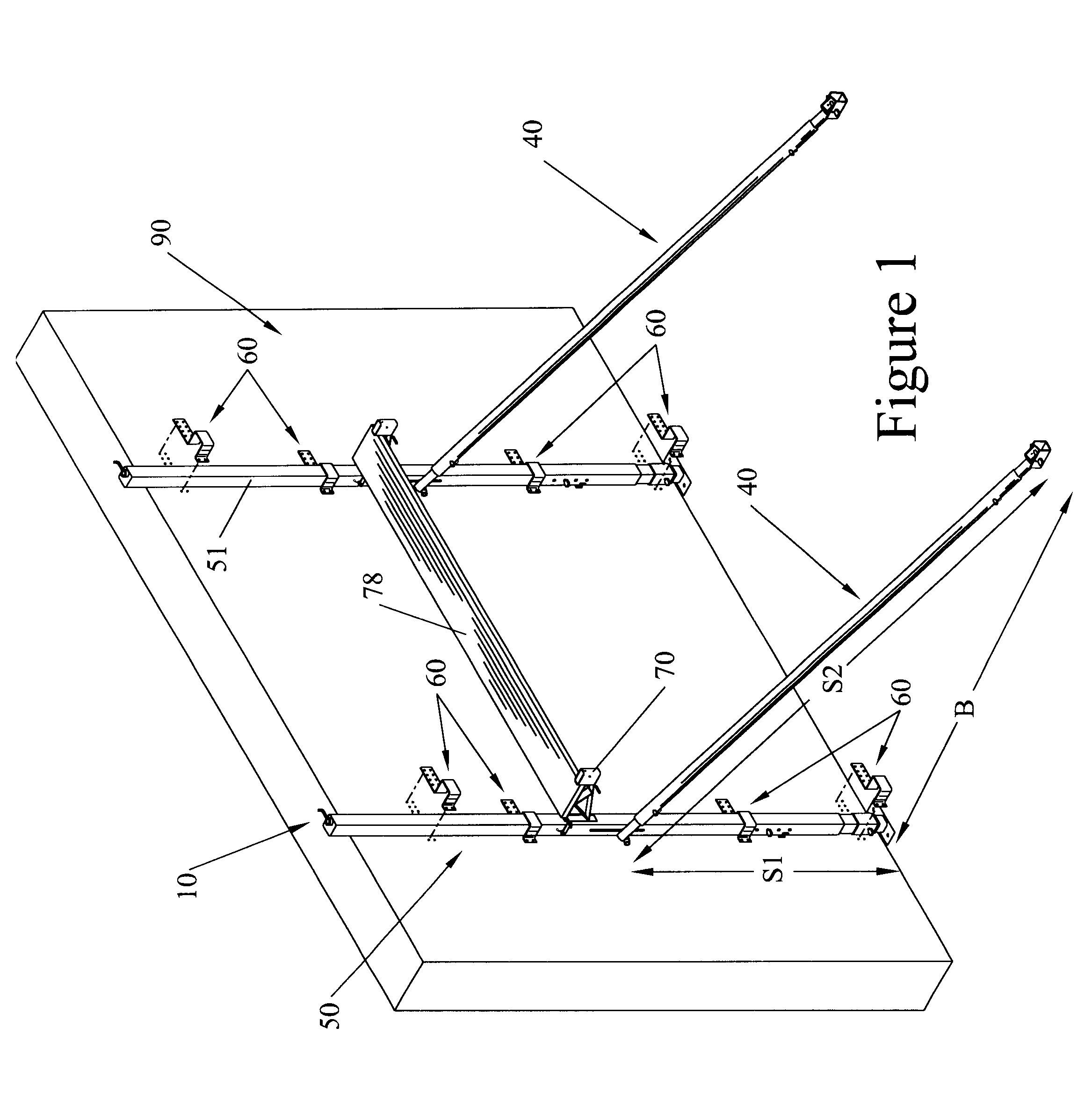 Adjustable scaffold used with concrete-receiving forms