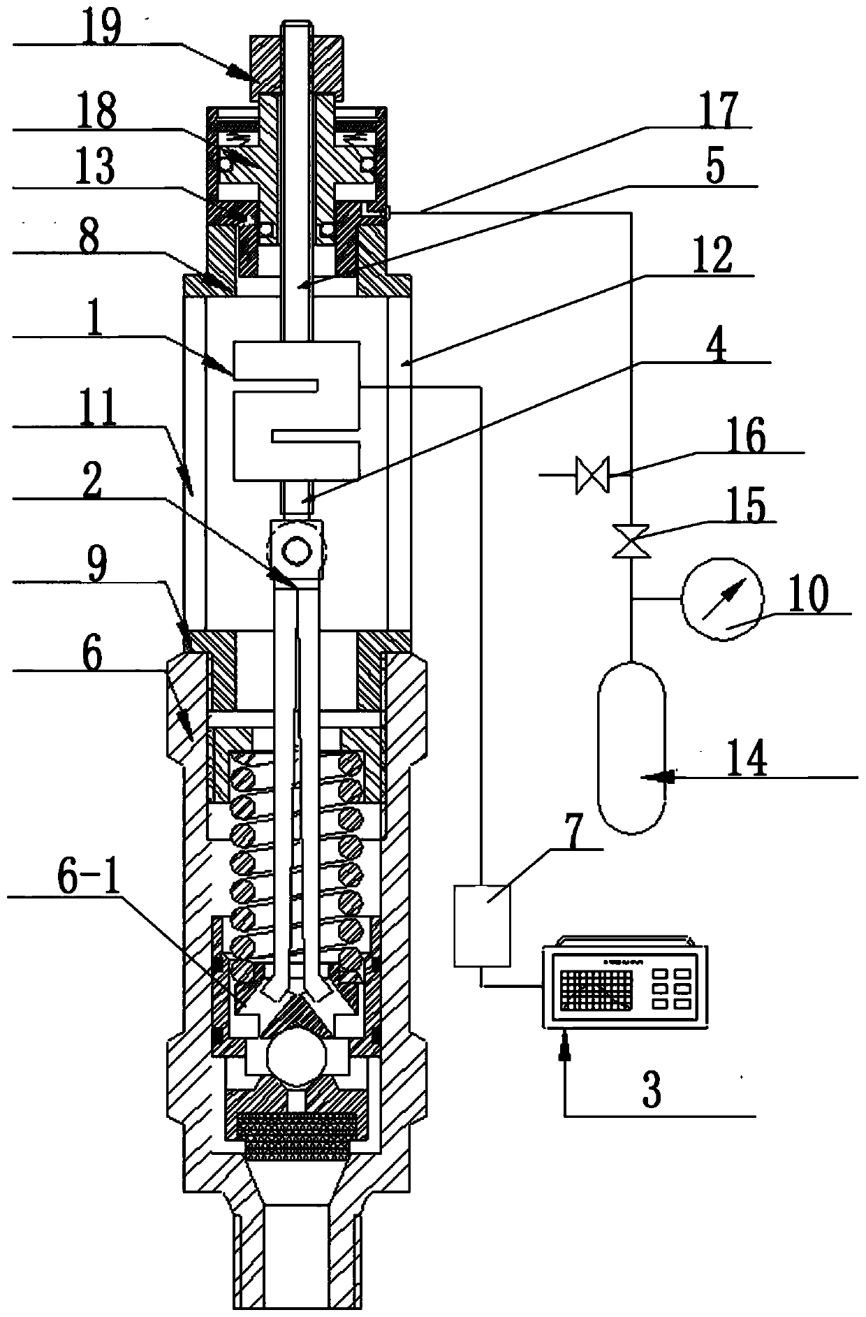 Bus low-temperature liquefied natural gas safety valve online checking force application device