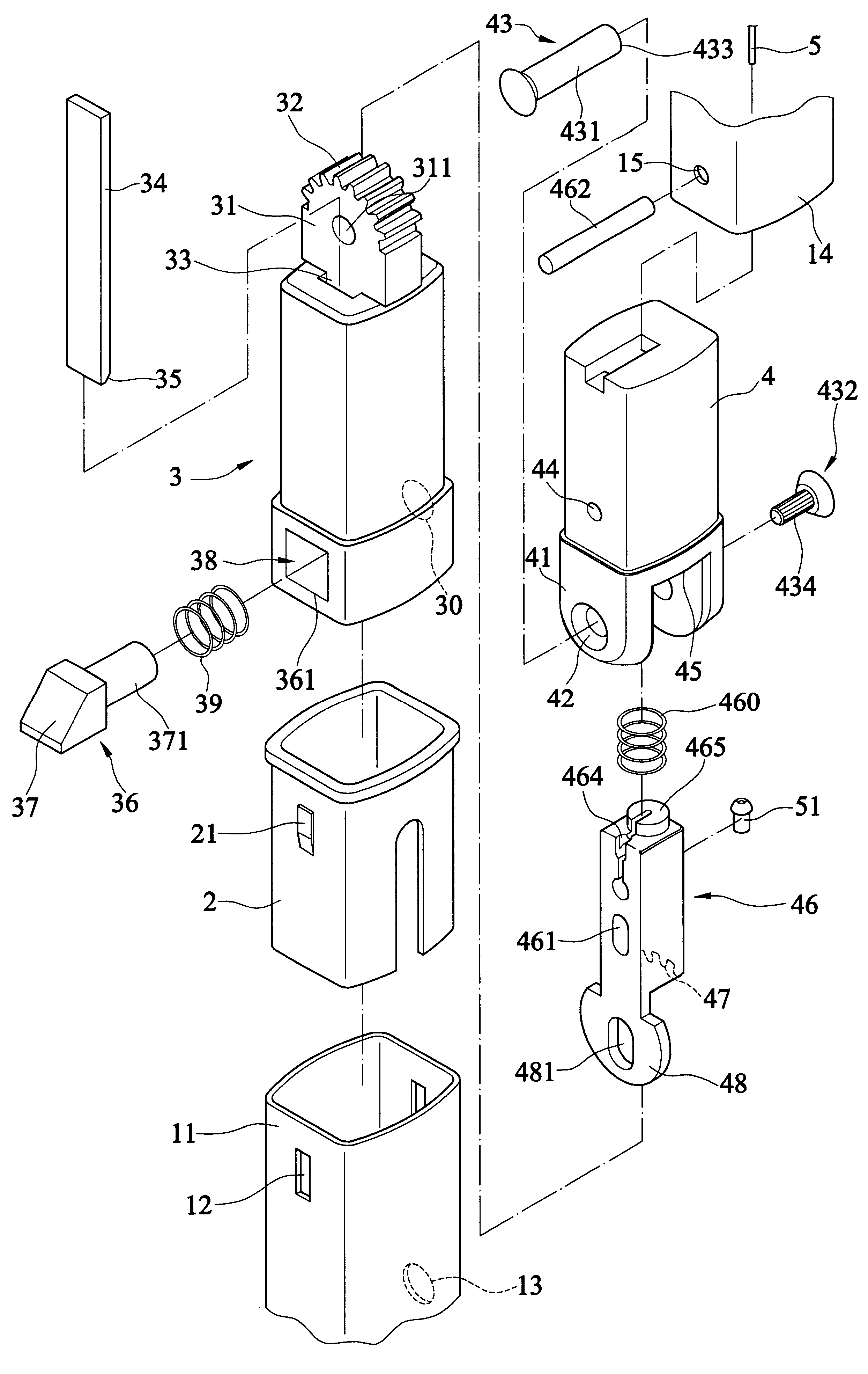 Swivel draw bar structure of a suitcase