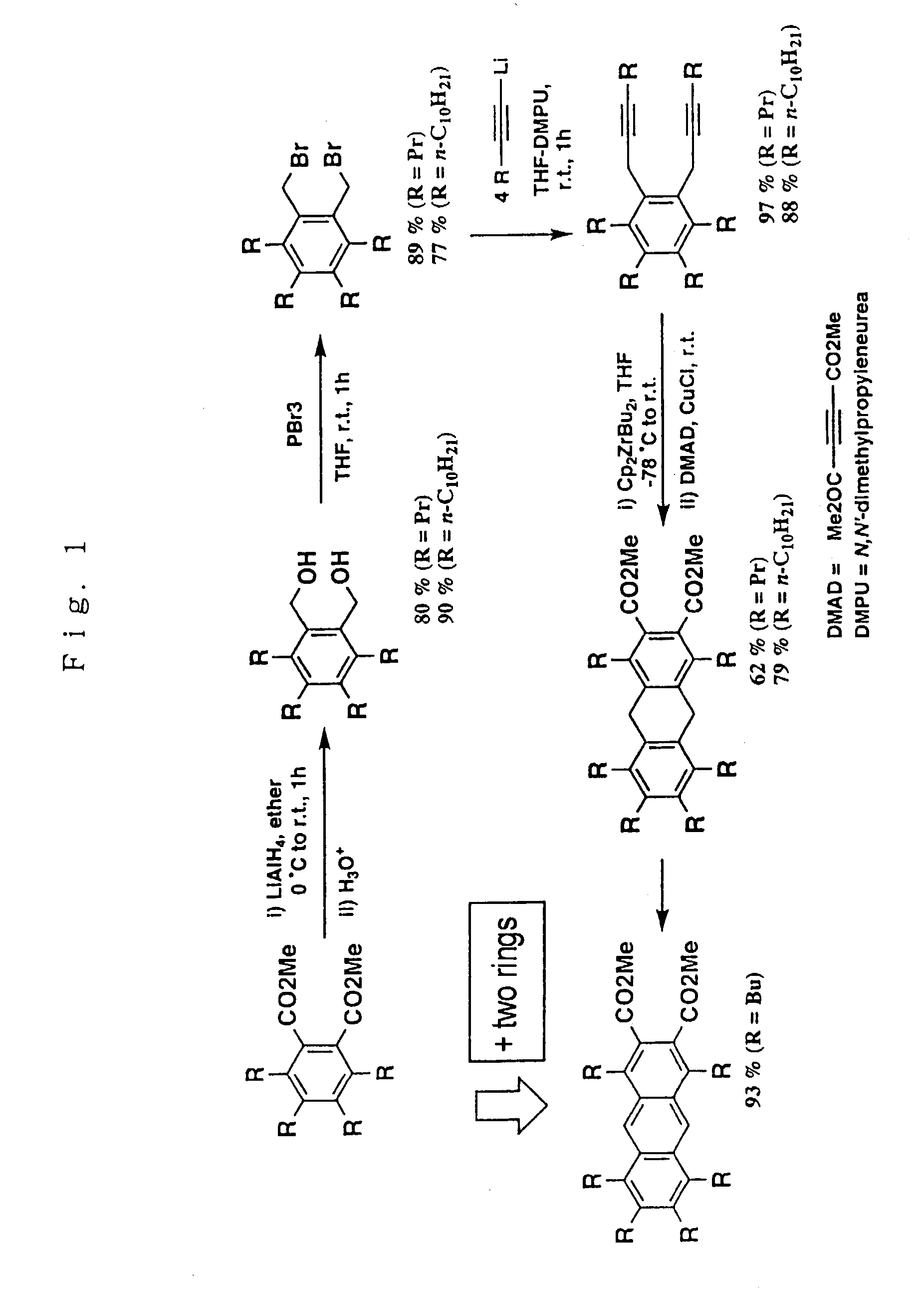 Polyacene derivatives and production thereof