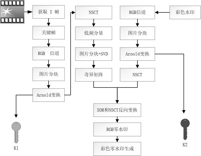 Block chain and NSCT-SVD video zero-watermark copyright protection method