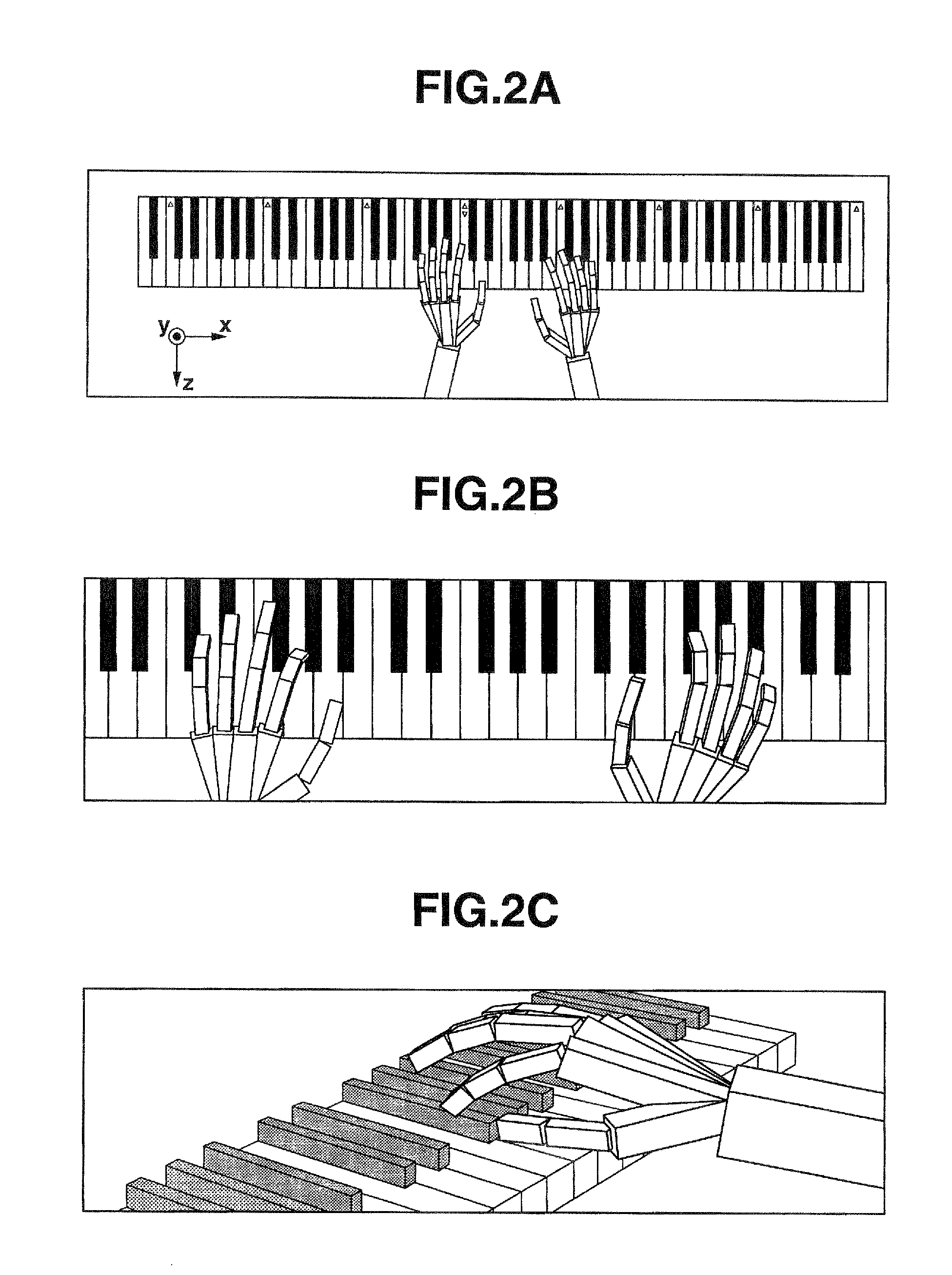 Music playing movement display device, method and recording medium