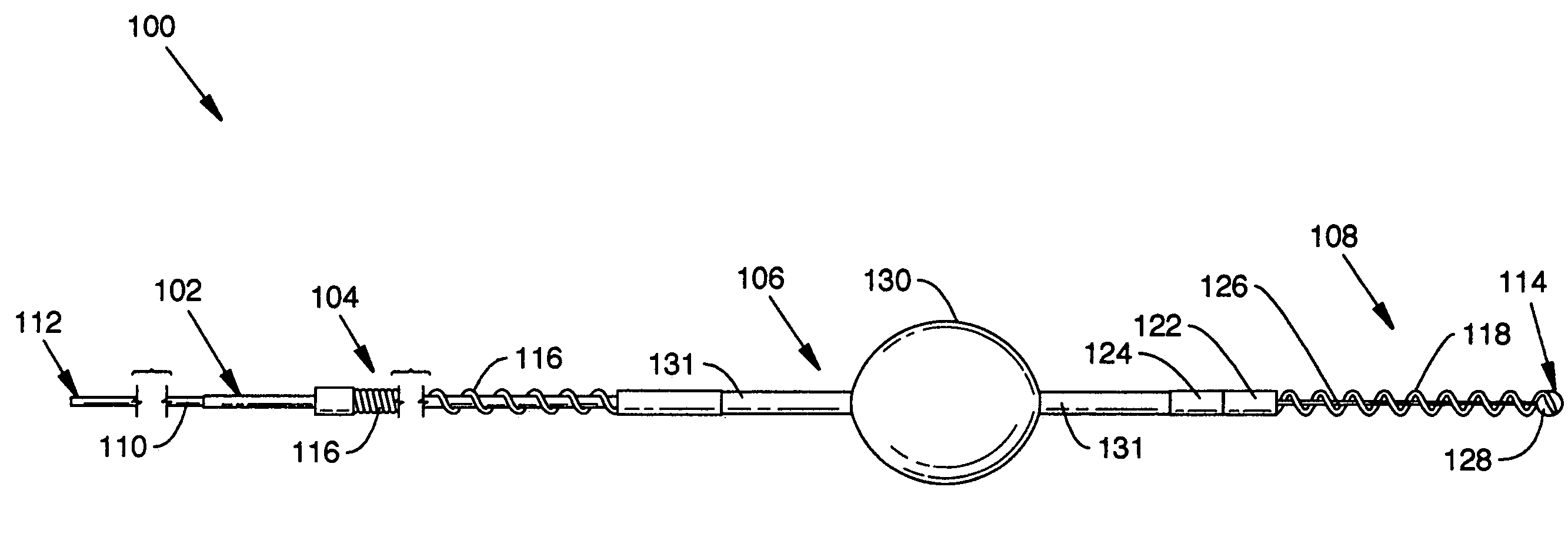 Guidewire assembly including a repeatably inflatable occlusive balloon on a guidewire ensheathed with a spiral coil