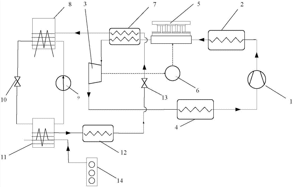 Absorptive and thermoelectric refrigerating cooperative assisted supercooling CO2 refrigerating system for ship