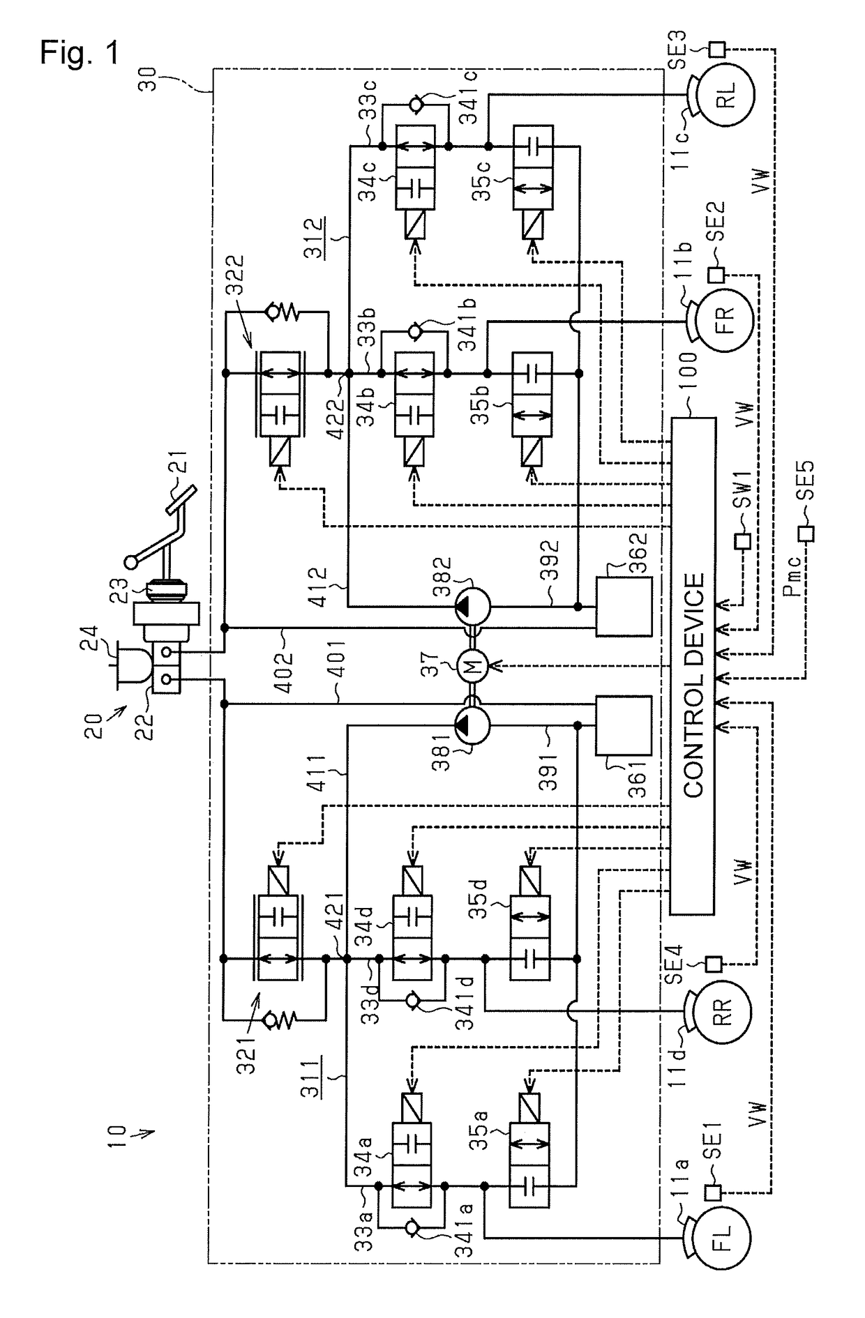 Hydraulic control device for vehicles