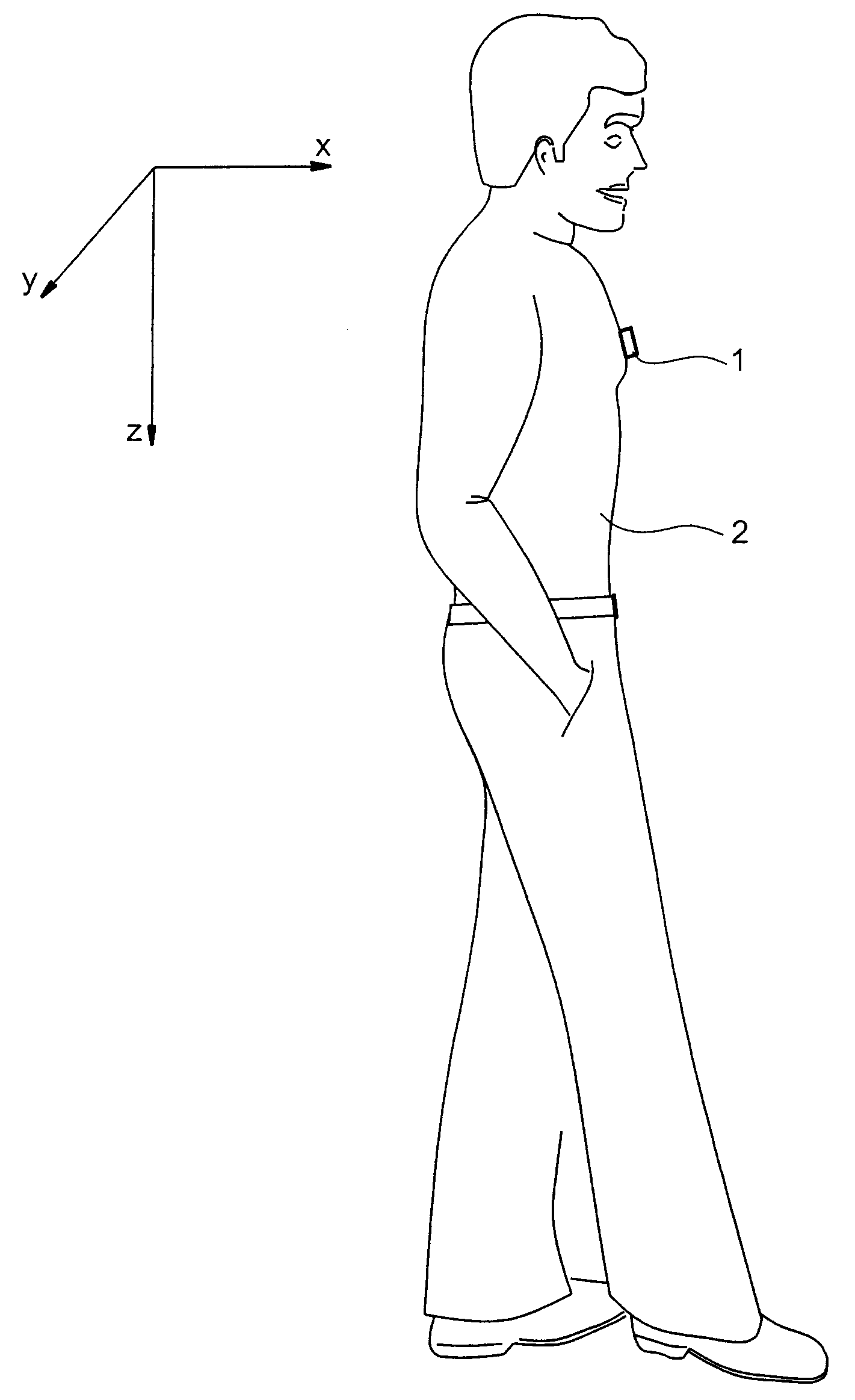 Method for measuring movements of a person wearing a portable detector
